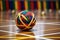 close-up of sepak takraw ball on court lines