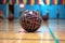 close-up of sepak takraw ball on court lines