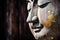 close-up of a serene buddha face sculpture