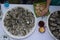 Close Up of Server with Tray of Fresh Shucked Oysters with Lemon Served as Appetizer