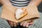 Close up of sfogliatella, traditional Italian crunchy pastry with cream inside.