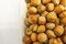 Close up shelled hazelnuts on plate