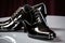 close-up of a shiny polished black shoe