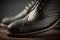 Close-Up of a Shoe Polishing Kit on a Cobbler\\\'s Workbench. Generative AI