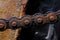 Close up shoot of rustic vintage motorcycle wheel chain