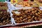 Close-up of a shop selling fried insects, a popular local food in Thailand.