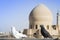 Close up shot of 2 pigeons on rooftops of traditional Iranian residential house in Kashan, Iran