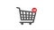 Close up shot animation of shopping cart icon on computer screen with animated number 10 add online commodity on