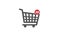 Close up shot animation of shopping cart icon on computer screen with animated number 20 add online commodity on