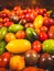 Close-up shot of an array of colorful tomatoes