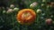 Close up shot of a beautiful blossoming ranunculus bud in the field. Persian buttercup flower farm at springtime blooming season.