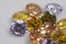 Close up shot of beautiful color crystal diamond - like beads