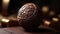 A close-up shot of a beautifully crafted Ecuadorian chocolate truffle, with a glossy finish that highlights its exquisite