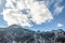 Close up shot of Black mountain with snow and cloud on the top at Thangu and Chopta valley in winter in Lachen. North Sikkim.