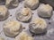 Close up shot of a Chinese style red bean Xiao Long Bao