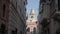 A close up shot of a church bell tower