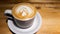 Close up shot coffee cup latte art