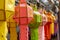 Close-up shot of colorful lanna prayer lantern decoration in ceremonies.