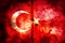 Close-up shot combined with repeated exposure of Turkish flag