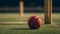 A close-up shot of a cricket ball being bowled colors two created with generative AI