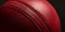 A close-up shot of a cricket ball showing its red leather two created with generative AI