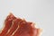 Close up shot of delicious slices of serrano ham