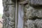 Close-up shot of doorframe of old stone ruins of a forgotten lodge