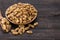 Close Up Shot Of Dried White Mulberries Fruits In A Wooden Bowl