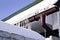 Close-up shot of a eavestrough at a standard roof. winter