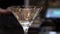 Close up shot of an empty martini glass at the new Starbucks`s in Chicago