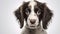 Close-up Shot Of English Springer Spaniel Puppy On White Background