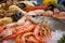 Close-up shot of the freshest seafood ingredients used to make a delightful Bouillabaisse soup