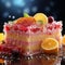 Close up shot of a Fruit cake on fancy table,