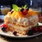 Close up shot of a Fruit cake on fancy table,