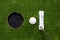 Close up shot of golf putt. Golf concept image
