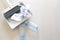 A close up shot of household floor cleaning items and paper ,bottle