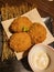 Close up shot of Japanese style beef deep fried Croquette