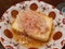 Close up shot of Japanese style deep fried tofu and Bonito flakes