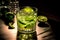 A close-up shot of a luxurious glass of lime juice. Created with generative AI