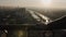 Close-up shot of male hand sliding on observation deck fence at Eiffel Tower Paris with sunset sky panorama slow motion