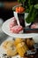 Close-up shot of marshmallow mushrooms and other treats