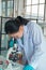 Close up shot, Middle-age Asian female scientists in laboratory.