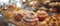 Close-up shot of modern French pastries in an upscale bakery