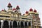 Close-up shot of Mysore palace, Karnataka having indo-islamic architecture