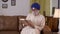 Close-up shot of old Sikh man enjoying Sunday afternoon reading a spiritual book - Spending time at leisure