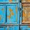 A close-up shot of peeling paint on a weathered door, with abstract textures and colors revealing its history5, Generative AI