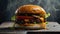 Close-up shot of a perfectly grilled burger patty