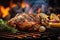 close-up shot of a piece of chicken being cooked on the grill