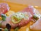 Close up shot of raw yellow tail sashimi