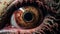 Close-up Shot Of Realistic Zombie Eye: Surrealistic Horror Art